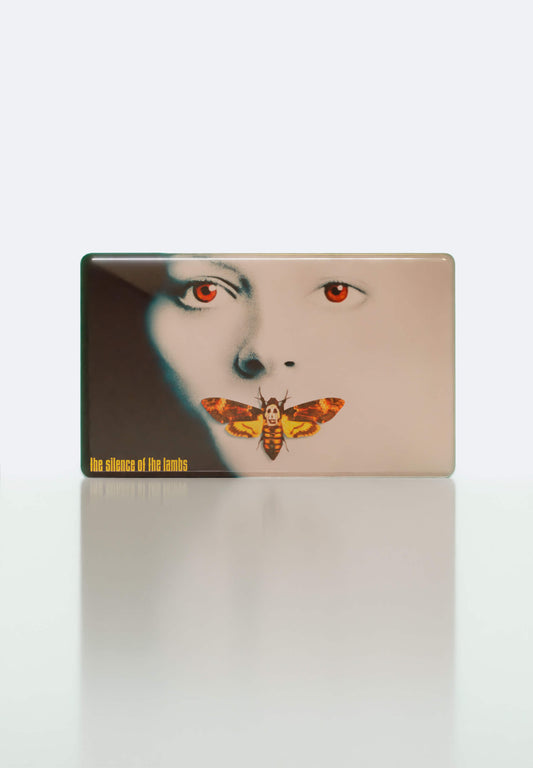 The Silence of the Lambs inspired magnet, collectible Movie Charm for VHS bags, a tribute to the iconic psychological thriller starring Hannibal Lecter